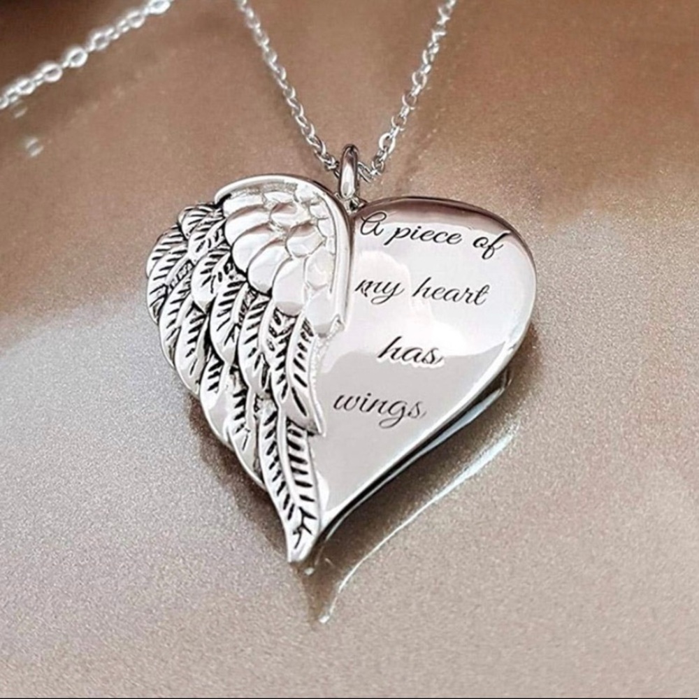 A piece of my heart has wings necklace